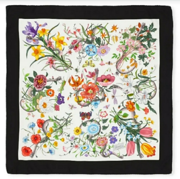 Gucci Other - 100% Silk Floral Snake Gucci Scarf